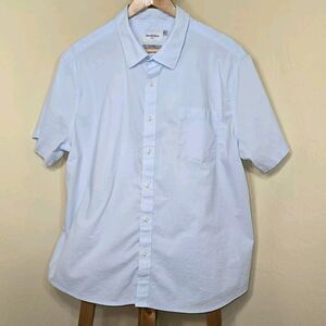 Goodfellow Mens XXL Button Up Short Sleeve Blue  Pocket Casual Slim Shirt